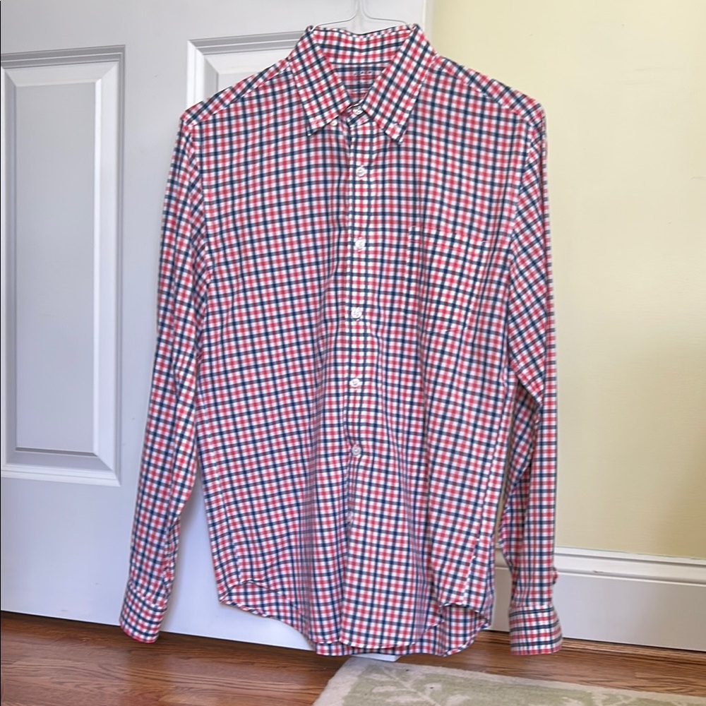 Men's Red and Blue Checkered Shirt - J Crew